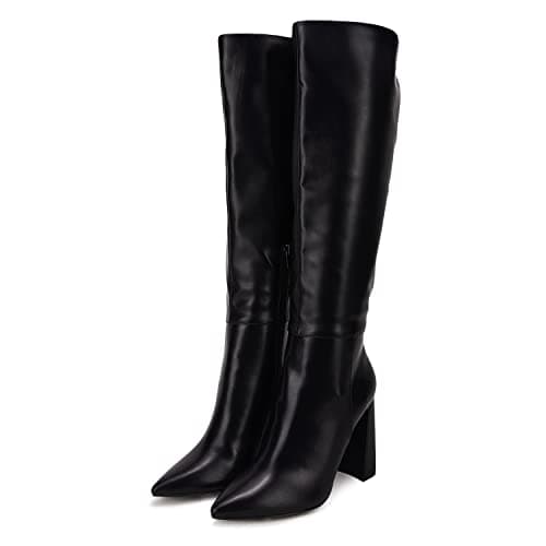 Juliet Holy Women's Wide Calf Chunky Knee-High Go-Go Boots with Side Zipper