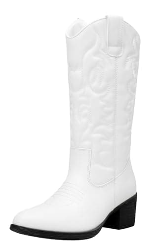 Women's Cowboy Knee High Boots — Vintage Cowboy-9801-white