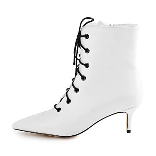 Women's Kitten Heel Ankle Bootie — White
