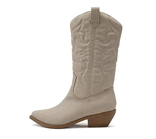 All-White Soda Red Knee High Cowboy Boots with Pull-On Tabs — Sand Nubuck