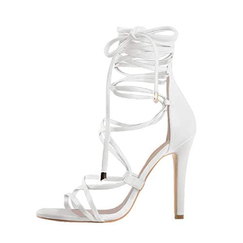 Richealnana Women's Strappy Gladiator Stiletto Sandals — White
