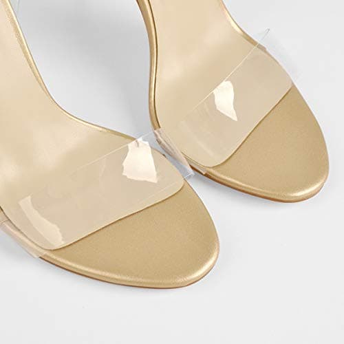 Richealnana Women's Clear High Stilettos Heels Ankle Buckle Sandals