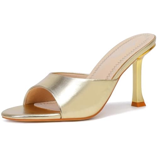 Mostrin Women's Round Toe Vintage Heels with Bow Stiletto Sandals — Gold
