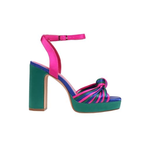 Sun Gurg Women's Multicolored Square Toe Platform Heels for Prom Night