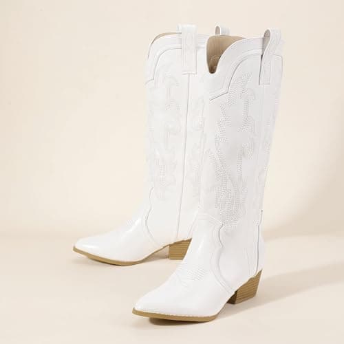 IDIFU IN2 Women's Embroidered Cowgirl Knee-High Western Boots