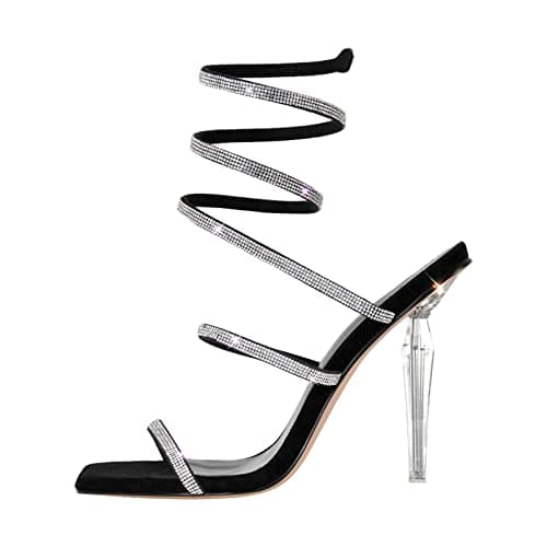 Richealnana Women's Glitter Straps Stiletto High Heels