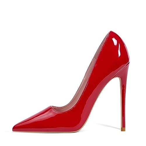 Elisabet Tang Women's Pointed Toe 4.7 inch Stiletto Heels Party Shoes — Red