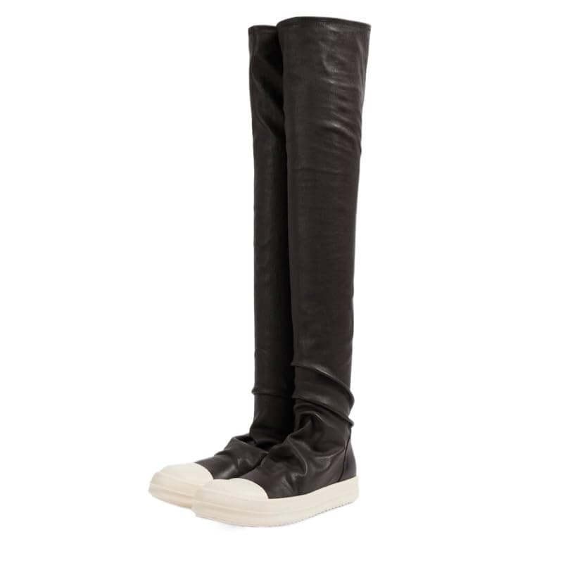 Richealnana Women's PU Thigh High Knee Boots - Flat & Comfortable