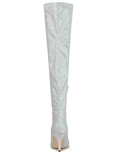 Allegra K Women's Glitter Knee High Stiletto Heel Boot