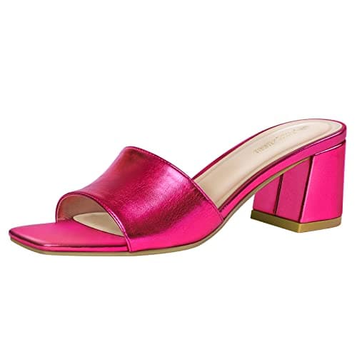 Refined Product Titles:

1. Women's Square Open Toe Heeled Sandals
2. Women's Diana Mule Sandal — Hot Pink Metallic