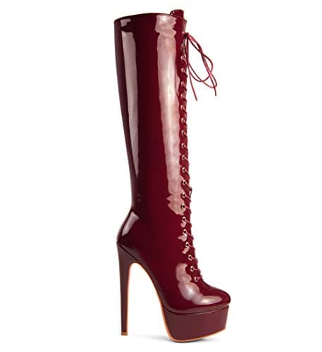 Sexy Fashion Ultra High Stiletto Heels Platform Lace Up Boots for Women