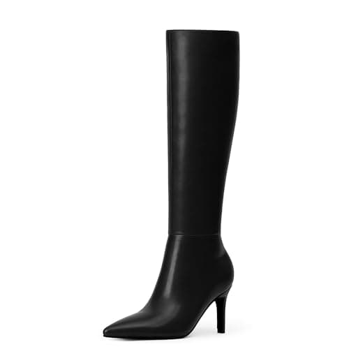 Modatope Women's Knee High Stiletto Heel Zipper Boot