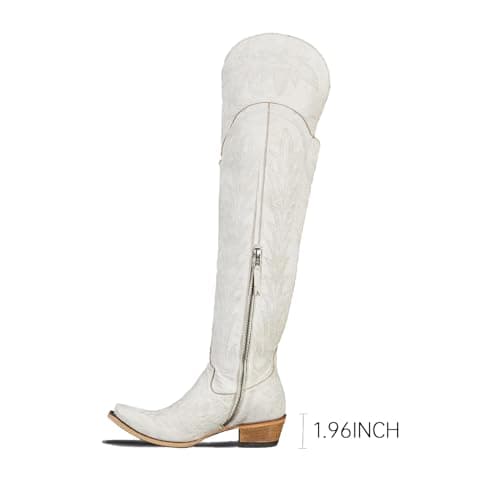 Beautiful Embroidered Cowgirl Boots for Women - Thigh High Western Style Zipper Heel
