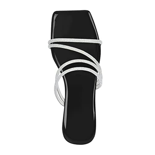 Richealnana Women's Rhinestones Crisscross Slip-On Flat Sandals
