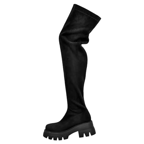Richealnana Women's Zipper Over-The-Knee Platform Boots — Black
