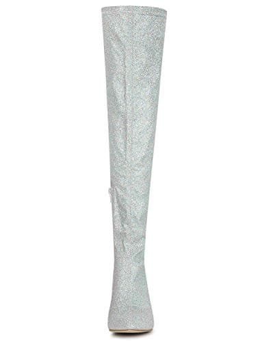 Allegra K Women's Glitter Knee High Stiletto Heel Boot