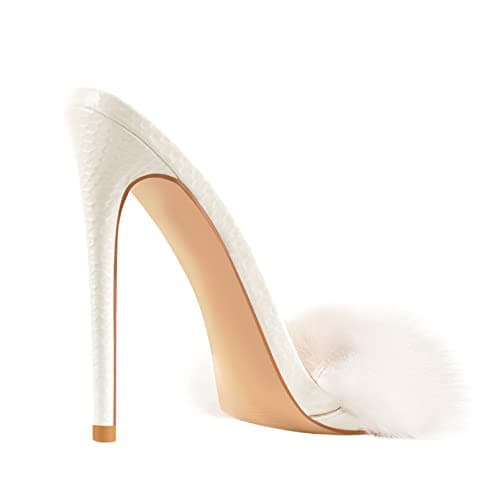 Richealnana Women's Fur Fuzzy Sexy Stiletto Heels