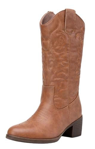 Women's Cowboy Knee High Boots — Vintage Cowboy-9801-brown