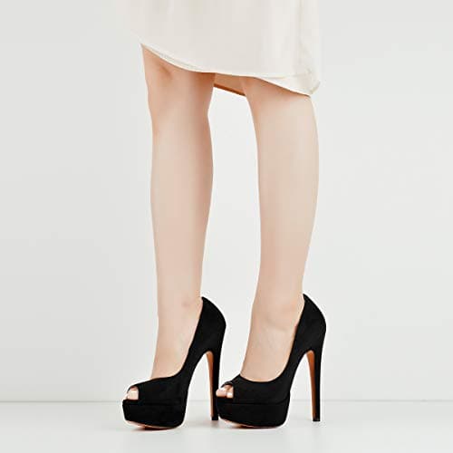 Richealnana Women's Peep-Toe Platform Classic Pumps