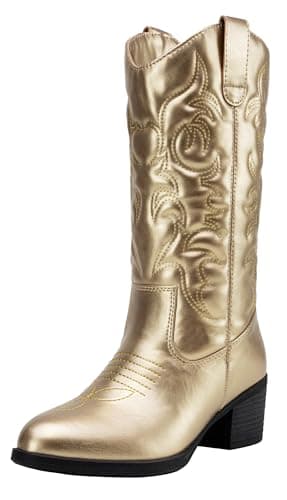 Women's Cowboy Knee High Boots — Vintage Cowboy-9801-gold