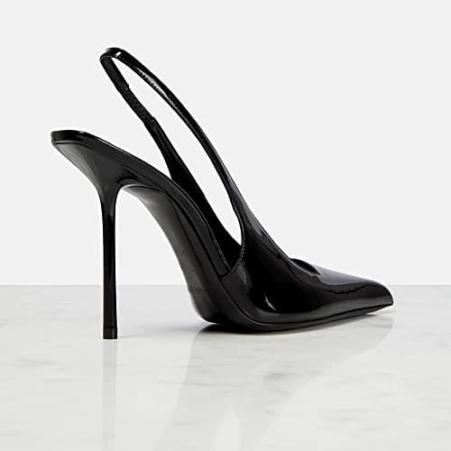 THESHY Women's Stretch Slip-on Patent Leather Heels Fashion Shoes