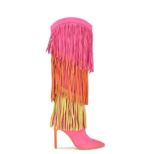 Nine West Women's Pointed Toe Stiletto Heel Fringe Boot