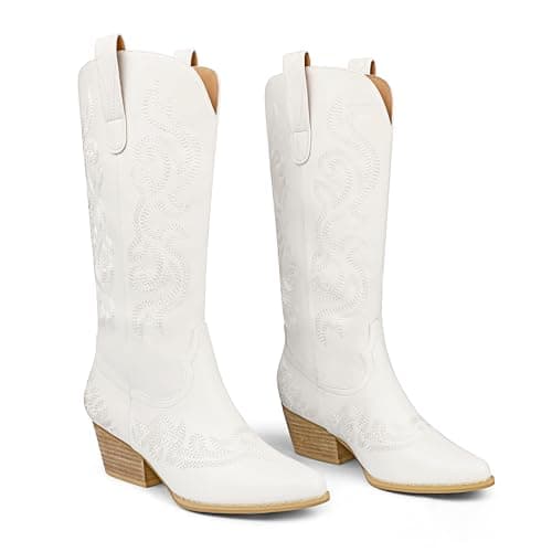 Zzheels Women Mid-calf Cowboy Boots — 440white