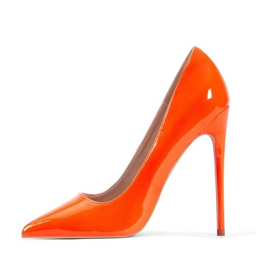 Elisabet Tang Women's Pointed Toe 4.7 inch Stiletto Heels Party Shoes — Neon Orange
