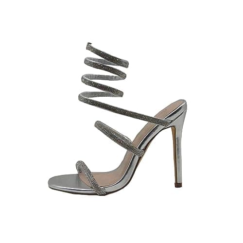 Bonnibel Women's Rhinestone Spiral Ankle Strap Heels Sandals
