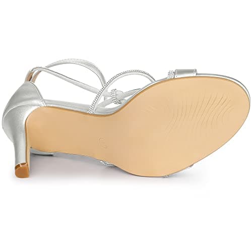 Allegra K Women's Rhinestone Knot Strap Stiletto Heels