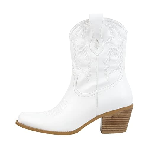Richealnana Women's Western Cowboy Boots — White