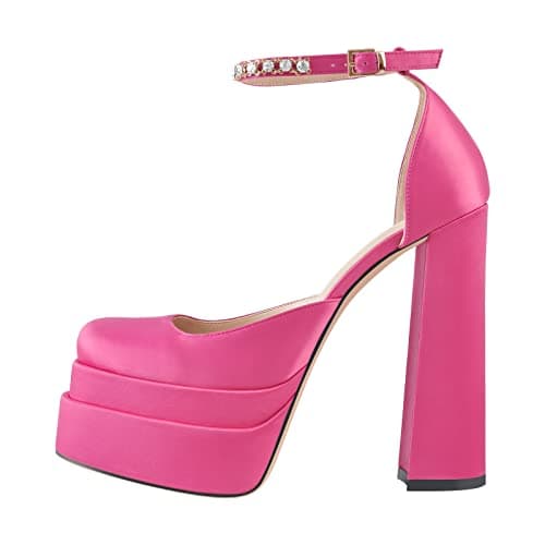 Richealnana Women's Clear PVC Glitter Stiletto Heel Sandals — Pink-b