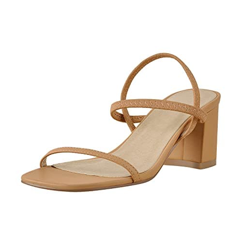 Richealnana Women's Square Toe Chunky Heels Mule Slides — Brown