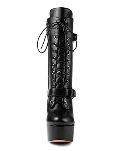 ANN CREEK Ultra High Stiletto Heels Platform Lace Up Boots