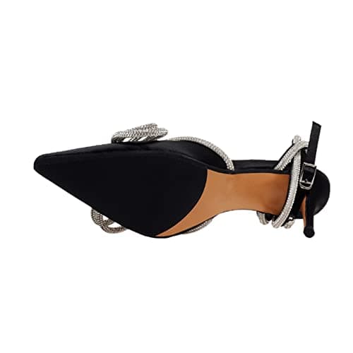 Arqa Crystal Ankle Strap Stiletto Heels for Women Wedding Shoes