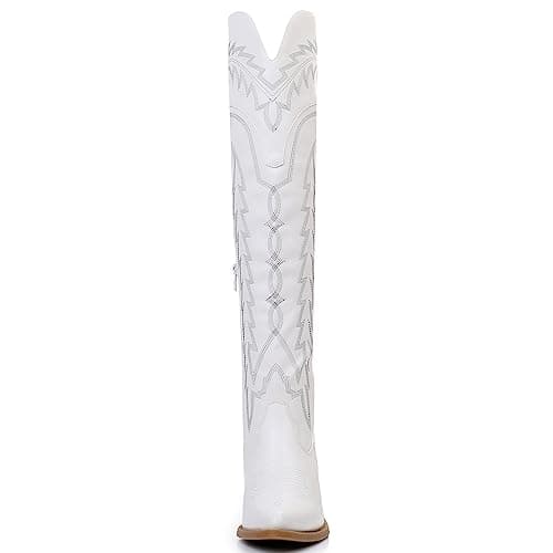 GLOBALWIN Women's Western Thigh High Cowboy Boot Low Heel