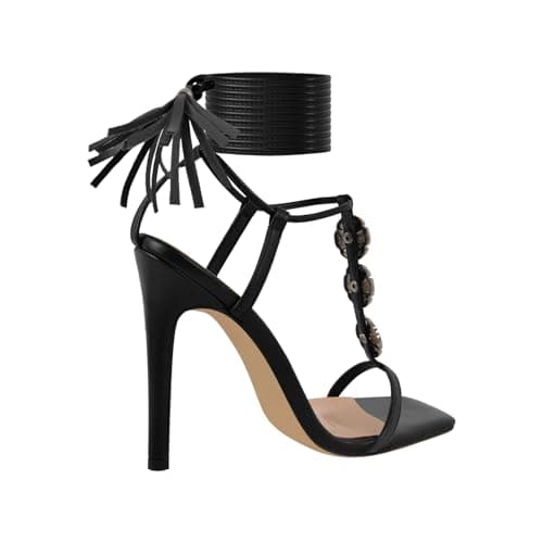 Richealnana Women's Fringe Ankle Strappy Sandals