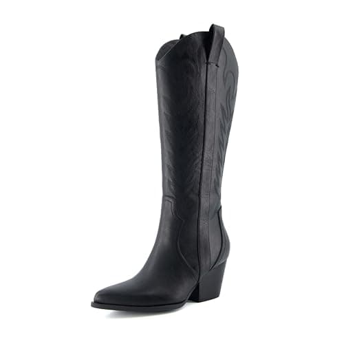 CUSHIONAIRE Women's Comfortable Tall Western Boot + Memory Foam — Black