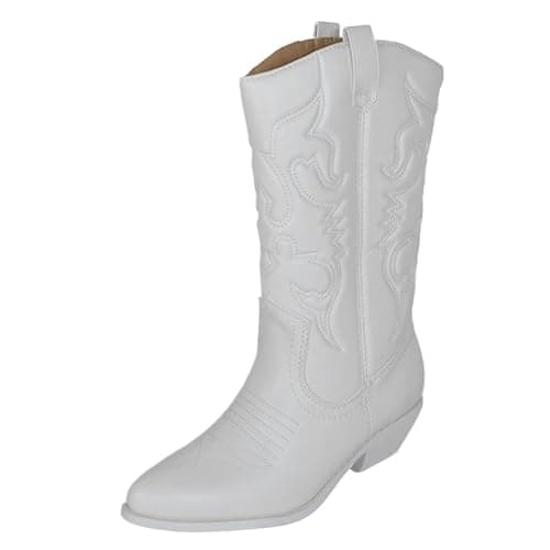 All-White Soda Red Knee High Cowboy Boots with Pull-On Tabs — Solid White