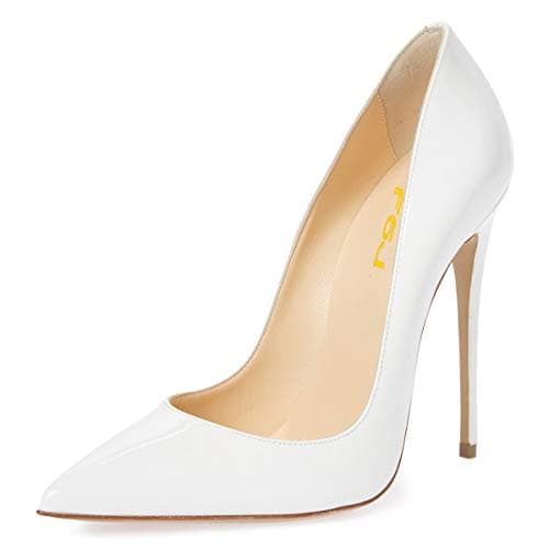 FSJ Women's Stilettos Formal Pointed Toe High Heel Shoes Größe 4-15 US — White