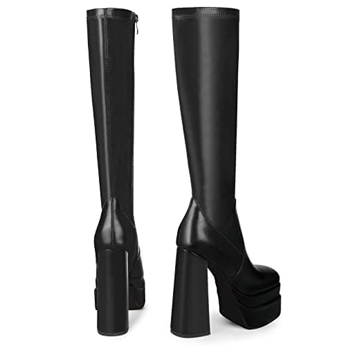 Wetkiss Chunky Heel Stretch Knee High Boots for Women