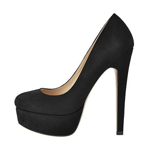 Richealnana Women's Double Platform Stiletto Heels — Black Suede