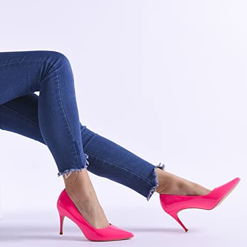 Genshuo Women's 3 Inch Stilettos Closed Toe Dress Pumps