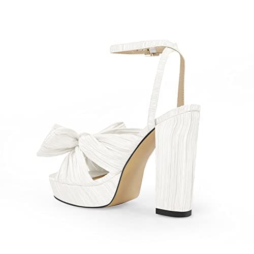 Richealnana Women's Chunky Heel Bowknot Ankle Strap Sandals