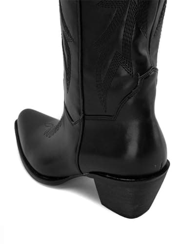 KaroNairy Vintage Embroidered Pointed Over the Knee Cowgirl Faux Suede Boots