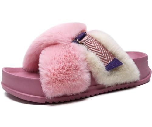 Cross-Band Platform Slippers for Women — Pink
