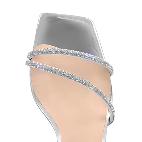 Richealnana Women's Sparkling Rhinestone Ankle Strap Sandals for Party and Prom