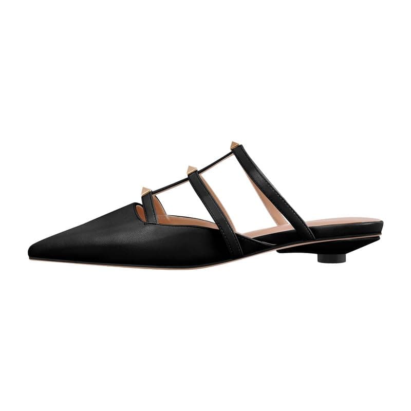 Richealnana Women's Pointed Toe Pull-On Kitten Heel Pumps