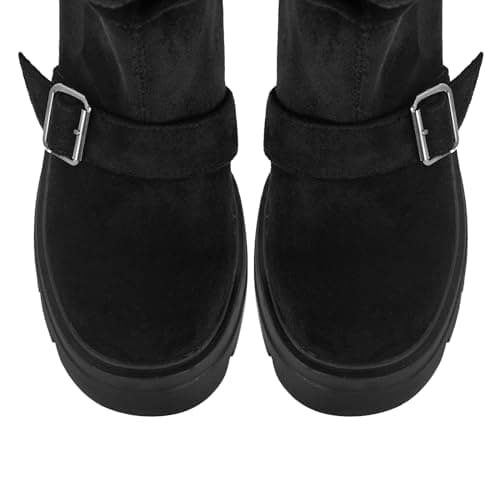 Richealnana Women's Platform Knee High Suede Boots