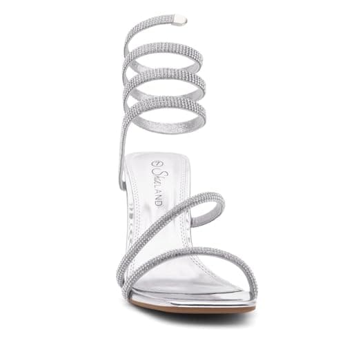 Charming Women's Rhinestone Heel Sandals with Spiral Strap for Party